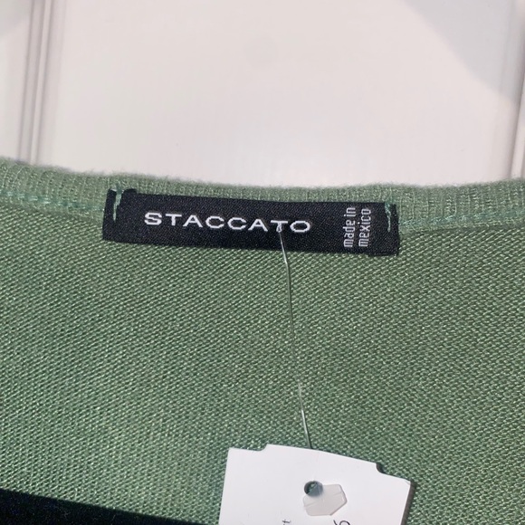Staccato Olive Crewneck Sweater with Ivory Accents - Picture 2 of 6